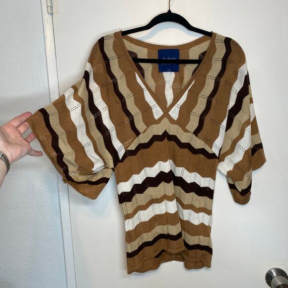 Y2k Absolutely Creative Striped Lightweight Babydoll Sweater Boho Indie Large - Picture 3 of 9